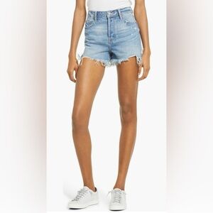Hidden Blue Jeans Women high rise shorts size Large cut off denim button fly